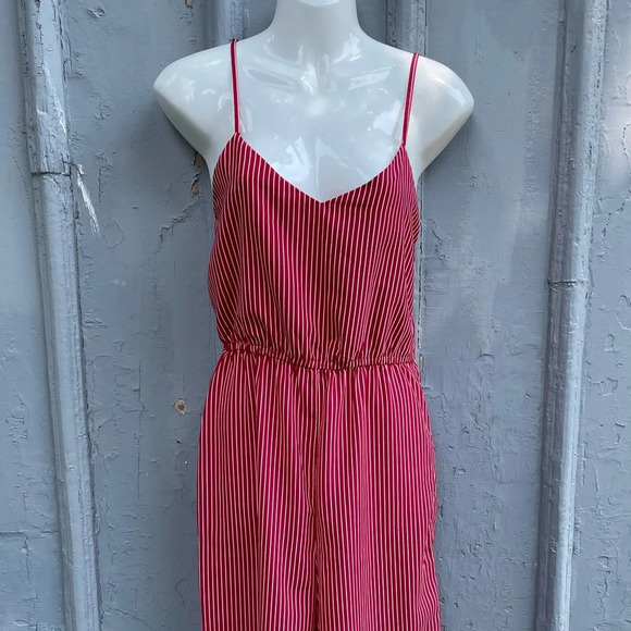 Hilary Macmillan Red Pin Stripe Jumpsuit Romper, size XS - Picture 2 of 11